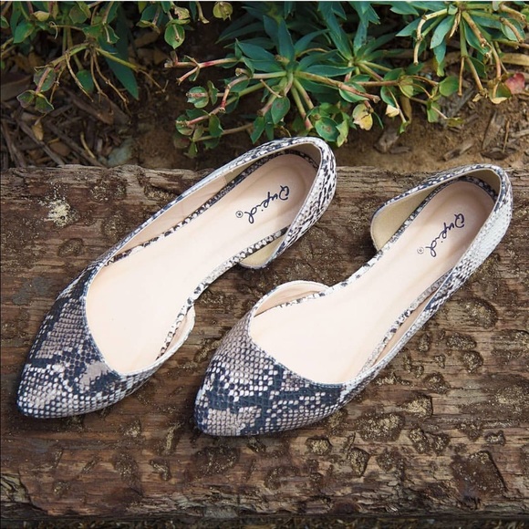 Qupid Shoes - Last 1! Qupid d'orsay style python flat almond toe